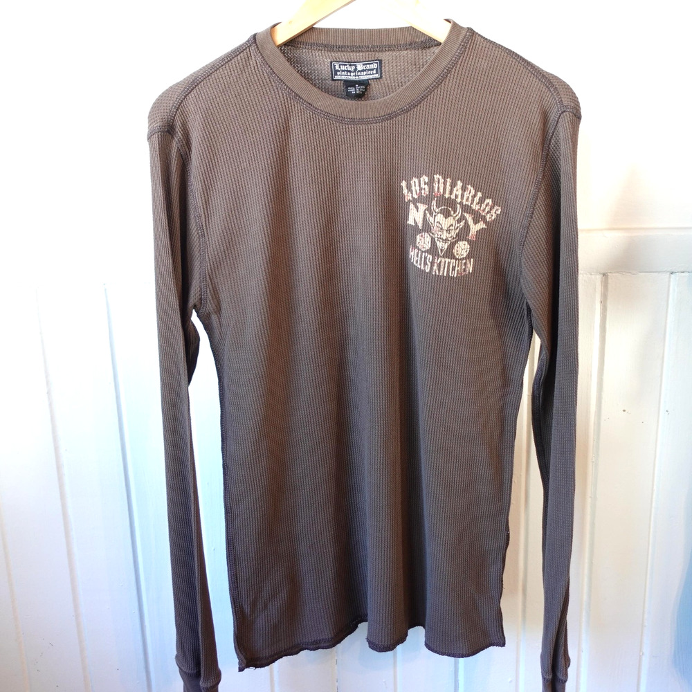 Vintage Y2K Lucky Brand Shirt Mens Small Thermal Los Diablos Hells Kitchen Tee‎